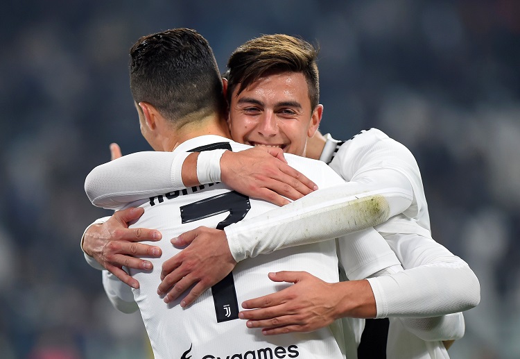 Paulo Dybala scores the opening goal in Juventus’ Serie A game against Frosinone