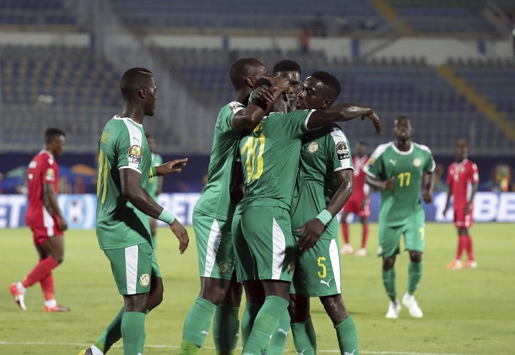 Sadio Mane celebrates after scoring the third goal against Kenya during the Africa Cup of Nations