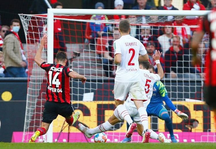 Patrik Schick scored the opening goal against Koln during their Bundesliga match