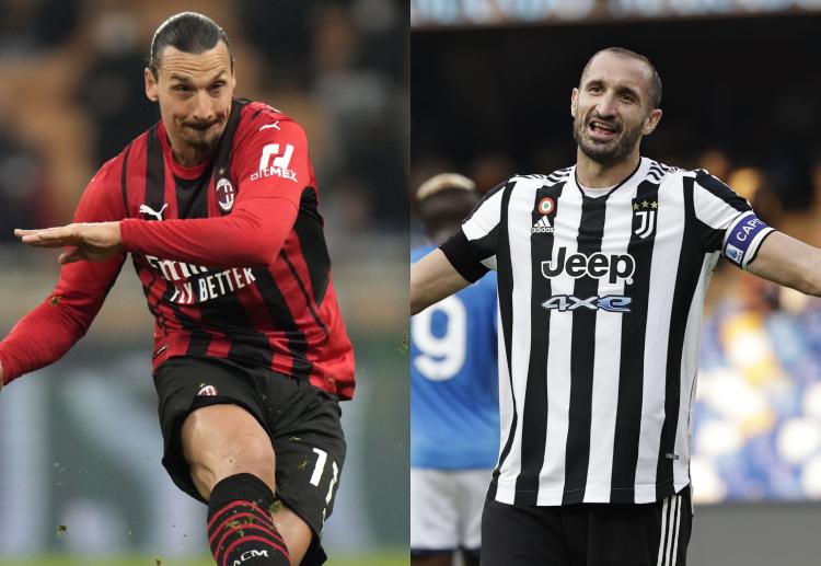 Ibrahimovic and Chiellini will go head-to-head as Milan take on Juventus in Serie A