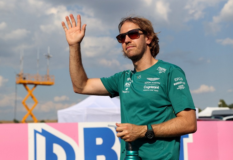 Aston Martin's Sebastian Vettel waved at the fans ahead of the Hungarian Grand Prix