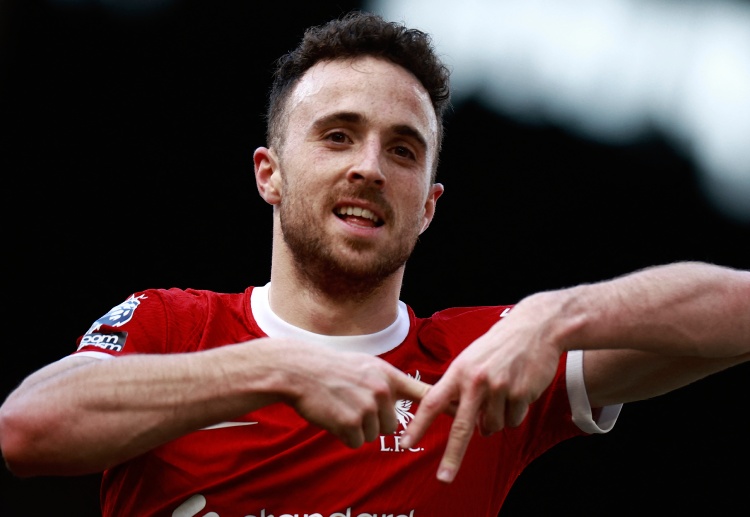 Diogo Jota celebrates after scoring against Fulham in the Premier League